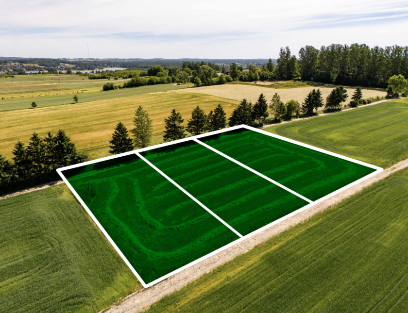 3 dzialki budowlane | 1020, 1020, 1022 m² | Warzno